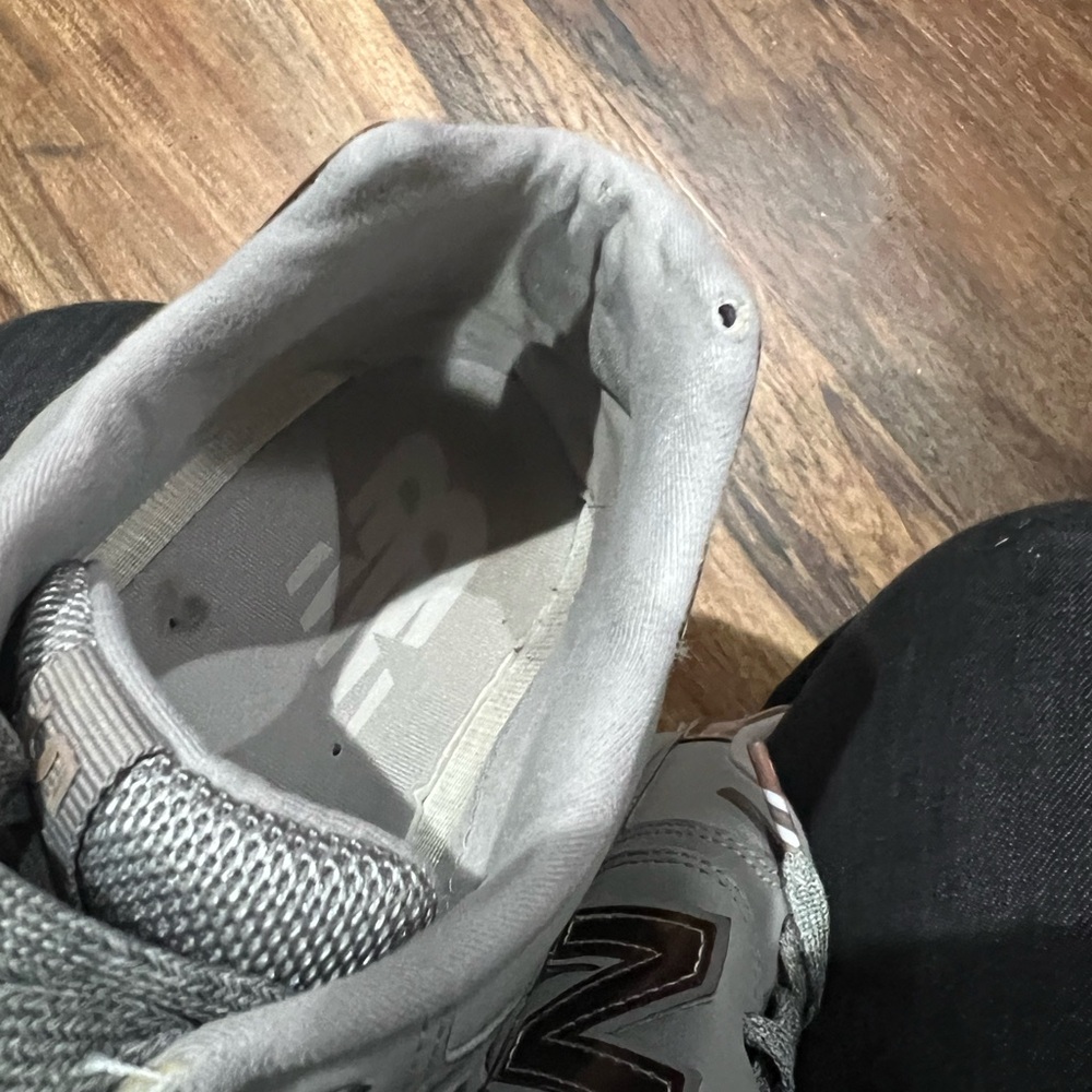 New Balance 574 Gray Sneakers with Rose Gold Details Size 8 - Picture 8 of 8
